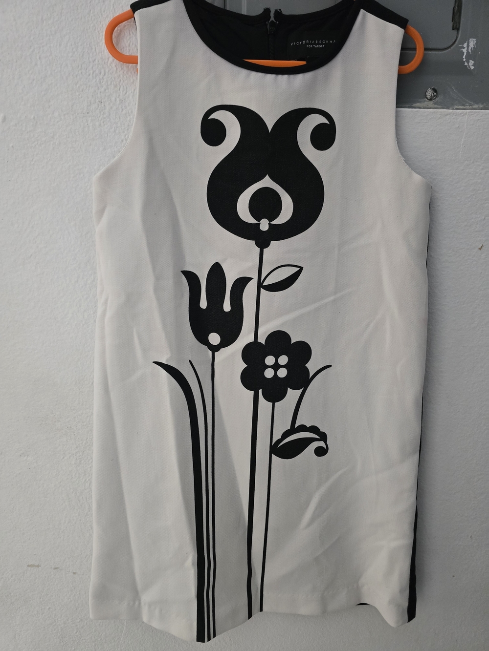 Victoria Beckham for Target Cream Dress with Black Floral Graphic